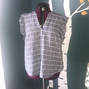 Old navy denim top with capped ruffle sleeves